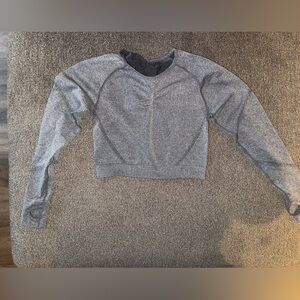 Hot Miami Styles Gray Active Crop Top long sleeve Gym